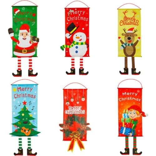 1Pc Merry Christmas Decoration Porch Door Banner Hanging Ornament Pendant For Home Window Xmas Navidad 2020 Happy New Year Gifts