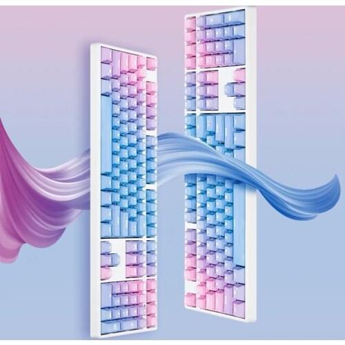 104 Keys Sunset Gradient Backlit Keycaps Thick PBT OEM Profile for Cherry MX Switches of Mechanical Keyboard with Key Puller