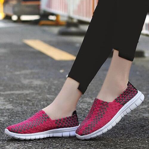 2020 Woman Breathable Hand-Woven Loafers Ladies Elegant Lightweight Wovening Shoes Woman Slip-On Moccasin Women Casual Shoes