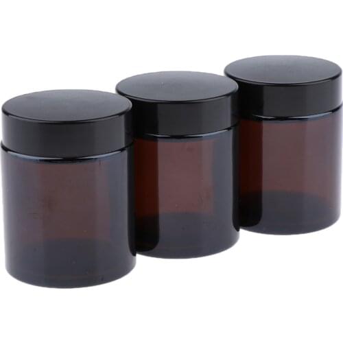 3 Pieces Small Glass Jars / Ointment Jars / Cream Jars Made of Amber Glass 100 ML