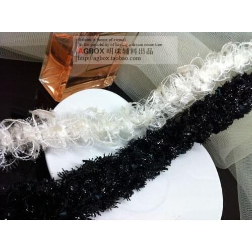 3 Yard /Lot High-grade Black white gauze clothes Clothes Fabric embroidery accessories DIY Lace trim 3cm Wide