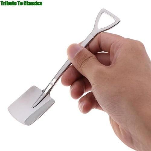 304 Creative Retro Shovel Coffee Spoon Dessert Spoon 1pc Watermelon Spoon Ice Cream Spoon Tip Shovel Flat Gou Stainless Steel