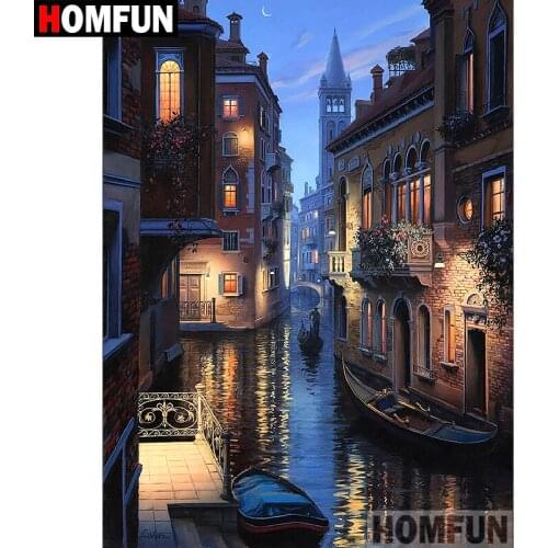 HOMFUN 5D DIY Diamond Painting Full Square/Round Drill "House scenery" 3D Embroidery Cross Stitch gift Home Decor A02028