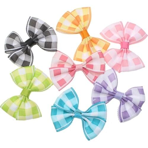 30pcs Grid Ruban Satin Ribbon Bows Ribbons For Crafts Grosgrain Bow Tie Scrapbooking Wedding Decoration Fit Hair Clip Diy