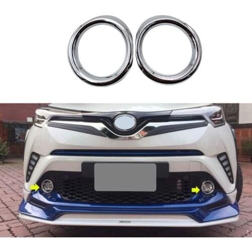 BBQ@FUKA 1 Pair ABS Chrome Car Front Fog Lamp Light Cover Trim For TOYOTA C-HR CHR 2017 2018 Car Exterior Accessories Styling