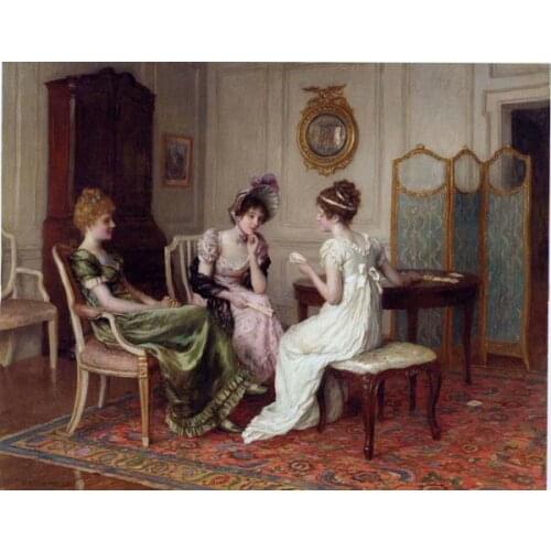 Free shipping classical girls solitaire canvas prints court figure oil painting printed on canvas wall art decoration picture