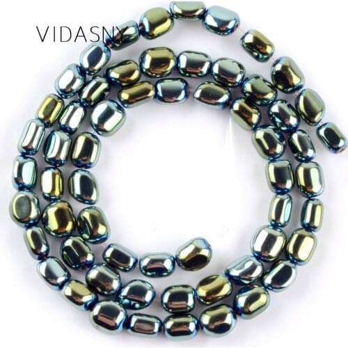 Natural Gem Beads Oval Shape Smooth Green Hematite Loose Beads For Needlework Jewelry Making Diy Bracelet Necklace 5-8mm 15