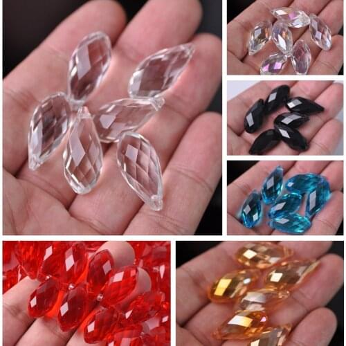 Pure Color & Plated Teardrop Faceted Crystal Glass 12X25mm Top Drilled Pendant Drops Loose Beads For Jewelry Making DIY