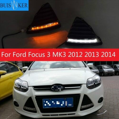 For Ford Focus 3 MK3 2012 2013 2014 DRL Daytime Running Lights 12V LED Daylight Fog lamp waterproof with dimming style Relay