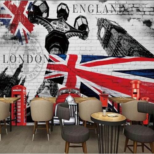 Drop Shipping Custom Photo Wallpaper 3D Stereo British Flag British Style Retro Nostalgia Backdrop Wall Wallpaper Lobby Mural