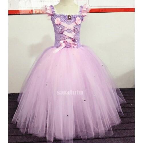 Purple fluffy Beauty Contest T-show Party Kids Clothes Children Princess Clothing Vestido tutu Costume Tutu Girls Party Dress