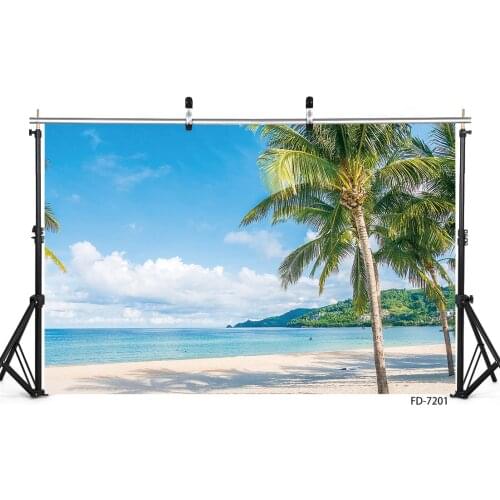 Coconut Trees Sea Beach Photography Background Customized Backdrop Photo Studio for Baby Children Portrait Scenic Photophone