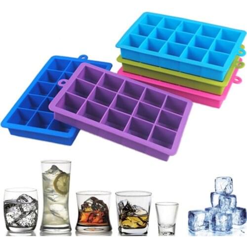 5 Colors Ice Cube Mold Square Shape Silicone Ice Tray Fruit Ice Cube Ice Cream Maker Kitchen Bar Drinking Accessories Dropship