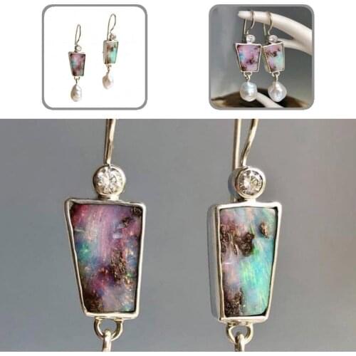 Exquisite 1 Pair Vintage Rhinestone Shiny Hook Earrings Jewelry Drop Earrings Faux Stone for Daily Wear