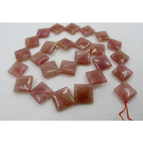 STWB004-Genuine Strawberry Quartz Crystal Bead12mm 14mm 16mm 20mm Square Coner Drilled Stone Jewelry Loose Bead 15.5"/strand