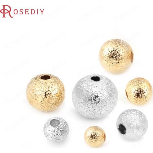 20PCS 3MM 4MM 5MM 6MM 24K Champagne Gold Color Plated Brass Matte Round Beads High Quality Diy Jewelry Accessories