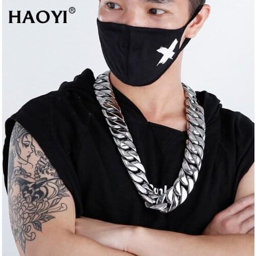 31mm Male Necklaces Cuba Heavy Link Chain Necklace HipHop Thick Gold Curb Chain For Men Polished Stainless Steel Jewelry