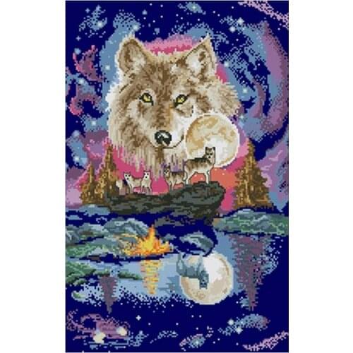 Puffy wolf Counted patterns Cross Stitch 11CT 14CT DIY wholesale Chinese Cross Stitch Kits Embroidery Needlework Sets home decor