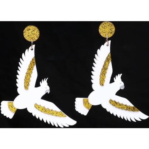 New Fashion Flying White Parrot Drop Earrings For Women Cute Birds Statement Acrylic Earrings Jewelry E19144