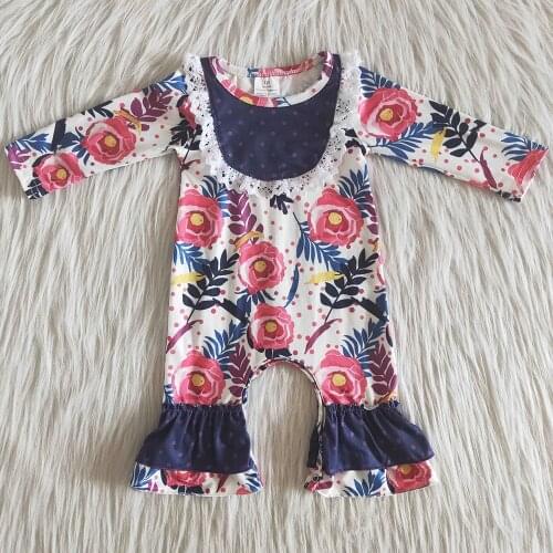 New design baby girls romper milk silk boutique romper flower wholesale Children clothes toddler baby girl romper long sleeve
