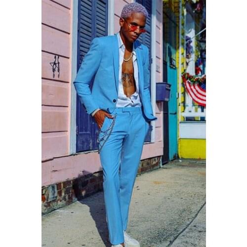 New Design Slim Fit Man Suit Blue Notch Lapel Business Casual Tuxedo 2 Piece(Jacket+Pant)Custom Made Wedding For Man Suit