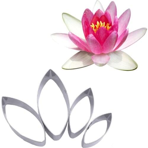 Wholesale 10 Sets(4 pcs/set) Water Lily Petal Set Stainless Steel Candy Biscuit Cookie Cutters Fondant Cake Decorating Tools