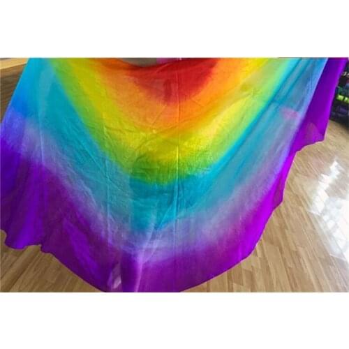 Cheap Rainbow Scarf Stage Performance Props Half Circle Hand Belly Dance Silk Veils Customized Color& Size Free Shipping