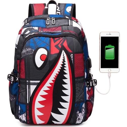 USB Charging Backpack For Teenagers Kids Boys Children Student School Bags Unisex Laptop backpack Travel Shoulder Bag