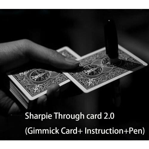 Sharpie Through card 2.0(Gimmick Card+ Instruction+Pen) Magic Tricks Stage Close Up Magia Mentalism Illusion Gimmick Props