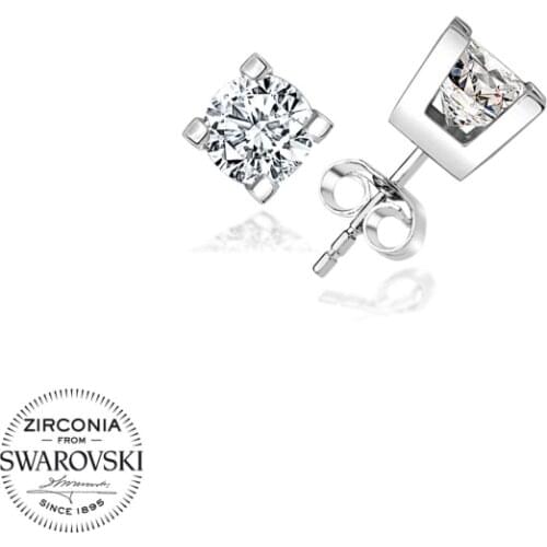 Silverlina Silver Swarovski Zirconia Cubic Zirconia Solitaire Earrings
