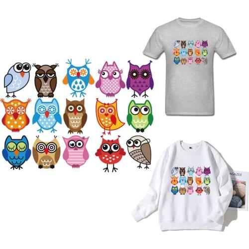 Cute Owls Patch Iron-on Transfers for Clothing Thermoadhesive Patches on Clothes Diy Cartoon Stickers for Children Applique Pvc