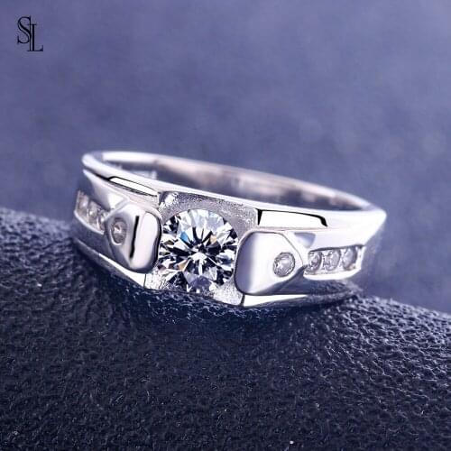 SL New Fine Jewelry White Zirconia Stone 925 Silver Ring For Men Jewelry Gift Male Rings Anel 8-12 US Big Size