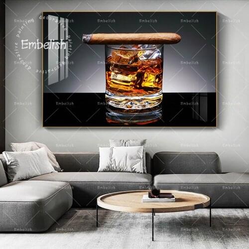 Ice Glass And Smoke Modern Kitchen Dinning Room Decor Wall Art Posters Restaurant Wall Pictures HD Canvas Paintings