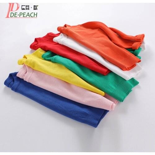 DE PEACH New Girls Boys Candy Color Knit Sweaters Baby Children Long-Sleeved Soft Pullovers Shirt Sweater Winter Spring Autumn