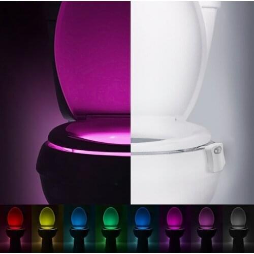 Bathroom Accessories Smart Toilet Nightlight LED Body Motion Activated On/Off Seat Sensor 8 Color Convenience Bathroom Gadget