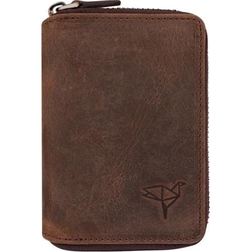 Garbalia Fargo Vintage Leather Zipper Unisex Card Wallet Wallet