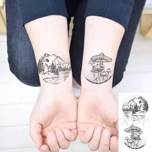 Waterproof Temporary Tattoo Sticker Forest Tree Mushroom Flash Tatoo Fake Tatto Hand Arm Neck Body Body Art for Woman Men