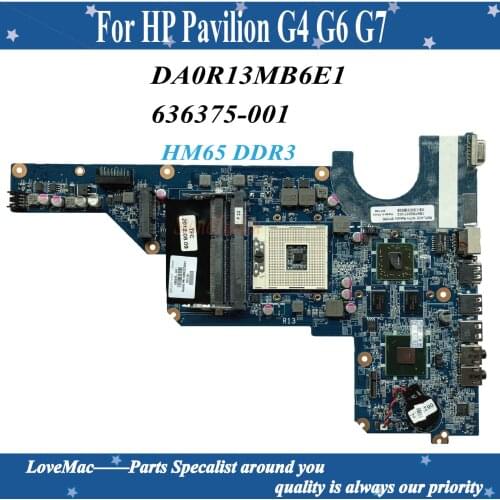 High quality 636375-001 for HP pavilion G4-1000 G4 G6 laptop motherboard DA0R13MB6E1 HM65 HD6470 1GB 100% tested