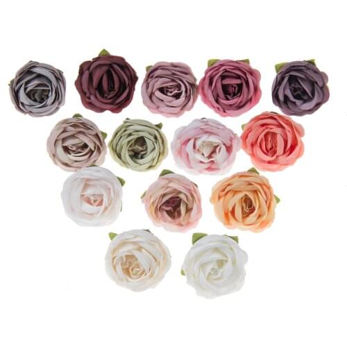 100pcs 4.5cm Tea roses head wedding decorative flowers bridal accessories clearance christmas decor for home artificial flowers