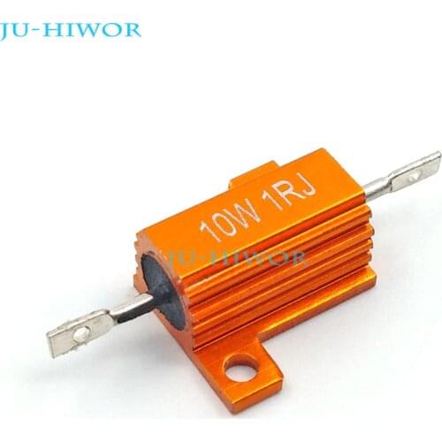 2pcs/lot) RX24 1 Ohm 1R 10W 10Watts Aluminium Housed High Power Resistor Metal Shell Heatsink Resistor 1ohm Resistance