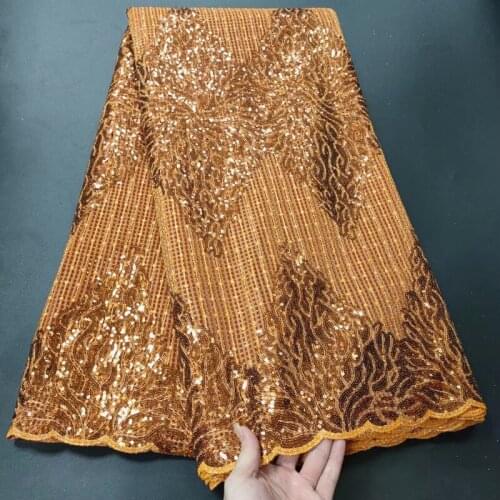 2021 High Quality African Mesh Lace Fabric 2021 French Nigerian Sequins Embroidery Net for Women Wedding Dress