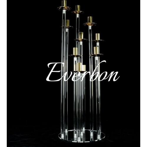 9 Heads Metal Candelabra Candle Holders Acrylic Wedding Table Centerpiece Flower Stand Candle Holder Candelabrum Home Decor