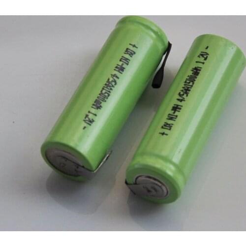 2-10PCS 1.2V rechargeable 4/5AA battery 1500mah 4/5 AA nimh ni-mh 14430 cell with soldering tabs for electric toothbrush shaver