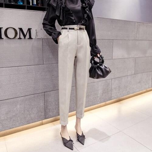 Office Ladies High Waist Solid Ankle-Length Suit Pants High Quality Casual Slim Pencil Trousers 2021 Spring Womens Clothing