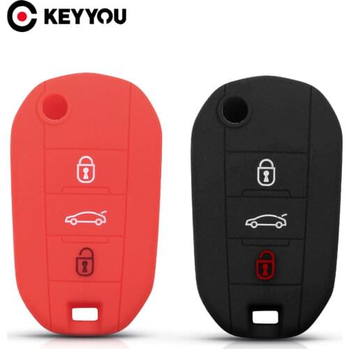 KEYYOU For Peugeot 208 307 308 407 RCZ 508 408 2008 3008 4008 Remote Key 3 Buttons Case Bag For Citroen Silicone Car Key Case