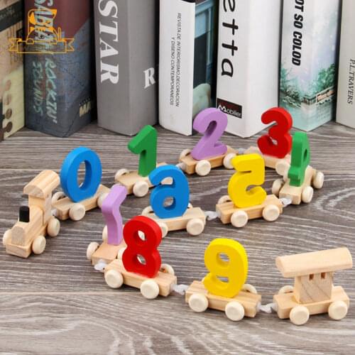 Funny Number Wooden Train Learning Education Color Shape Math Toys Wood Car Figure Model For Toddler Kid Gifts Cute Pluzzles New