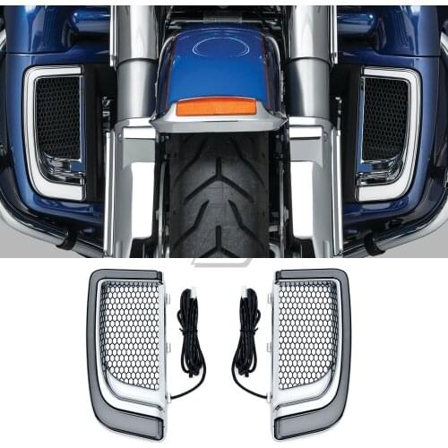 For Harley Touring FLHTCU FLHTCUL FLHTK FLTRK FLHXSE LED Fairing Lower Grills Turn Signal Light