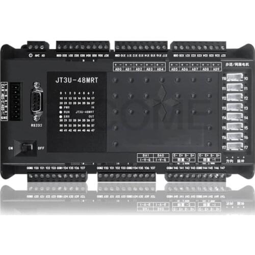 FX3U 64MRT 10AD 2DA PLC RS232 2xRS485 Modbus RTU 24VDC for Mitsubishi PLC, 8x100KHz Pulse for Stepper Motor, CAN NTC Optional