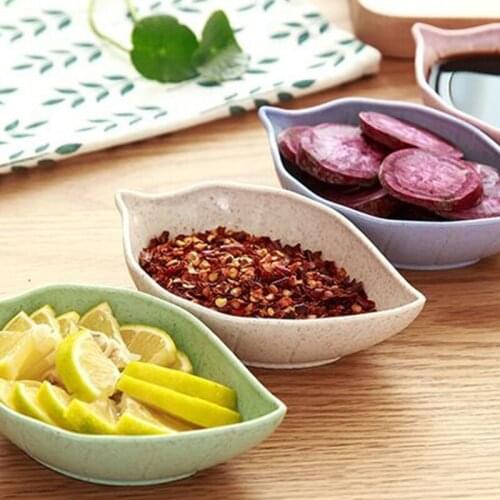 Hot Sale 4Pcs Soy Sauce Dish Multipurpose Leaf-Shape Small Seasoning Saucers Appetizer Plates for Vinegar/Salad Soy Sauce/Wasabi