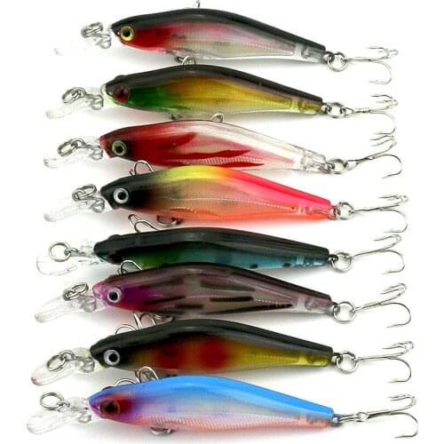 HENGJIA 4PC 8cm 6.3g Hard Plastic Minnow Lure Acoustic Noisy Swim bait Artificial Fishing Lures Reflective Bait Fishing Tackle